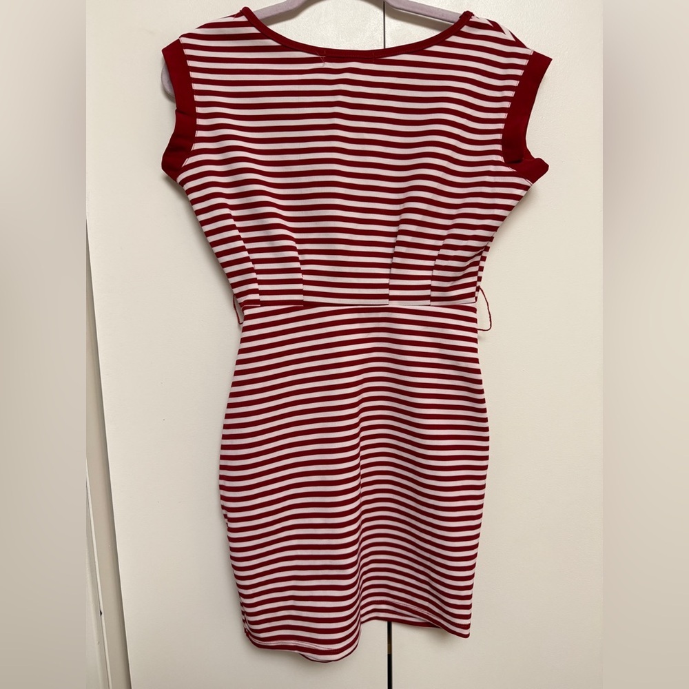 Women’s Red and White Striped Mini Dress - Picture 4 of 4